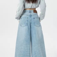 Nouveau Jean Baggy Femme Personnalisable OEM, Style Rétro Ample à Jambes Larges, Denim Délavé Tendance pour Femmes