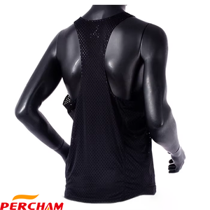 Heat Sealing Taped Seam <strong>Singlets</strong> Men Marathon Light Weight <strong>Running</strong> Solid Color Hollow Vest Polyester Men Stringer tank Tops - Product Image 5