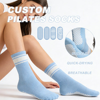 Chaussettes de Pilates personnalisées numériques à revers, séchage rapide, respirantes, antibactériennes, antidérapantes, écologiques, échantillons gratuits pour enseignants