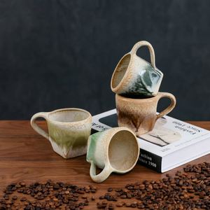 Tasse à café vintage en céramique avec anse, dégradé de couleurs, en poterie rustique, pour le bureau, capacité 300 ml, tasse à eau en porcelaine - Product Image 2