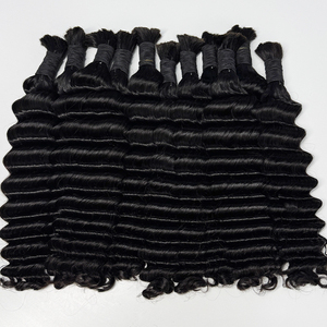 <b>Deep</b> <b>Wave</b> Bulk Human Hair Natural Black No Weft Soft Smooth Texture For Braiding <b>Wig</b> Making And Boho Braids - Product Image 2