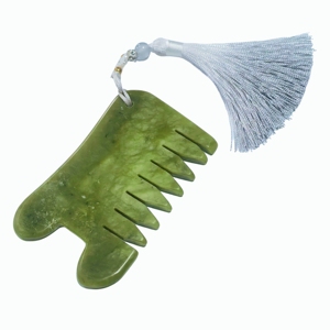 Peigne de massage Gua Sha en jade Xiuyan vert 100% naturel - Product Image 5