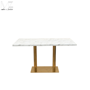 Lujo moderno de muebles italiano de Base de acero inoxidable redonda de mármol de Carrara de mesa de comedor de - Product Image 5