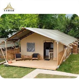 Lüks çerçeve su geçirmez Glamping çadırı otel büyük Safari çadır Tenda tuval göçebe satılık prefabrik evler