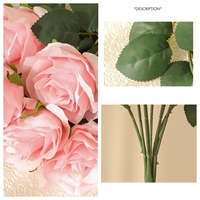 Bouquets de roses artificielles en soie ultra-réalistes à 9 têtes pour événements, mariages, décoration intérieure, arrangements floraux, Saint-Valentin