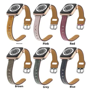Correa de Reloj de Cuero Genuino de Lujo de 14 mm para Apple Watch S11 10 42 mm 46 mm Ultra 49 mm SE 44 mm, Correa Delgada - Product Image 4