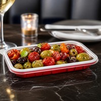 Disposable Rectangular Food Container Clear Lid 300ml F300-175 Red PP BPA Free Recyclable Microwave Safe Leak-Proof Bulk Pack