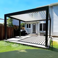 Pergola modulaire motorisée à lames orientables en aluminium, pavillon extérieur facile à assembler et résistant aux intempéries pour terrasse sur toit et terrasse de café