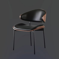 Chaises de salle à manger commerciales modernes de style mid-century avec revêtement en cuir PU et accents en bois pour la maison, le bureau, les hôtels, les bars, les cafés et les restaurants