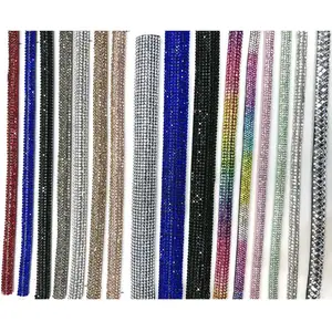 Großhandel Popularität 6mm Runde Glas Kristall Strass Rohr Seil dekorative Seil riemen für Kleider Hoodie