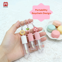 Mini tubes de brillant à lèvres mignons avec porte-clés ours cerise fleuri, contenants vides pour gloss, flacon d'huile à lèvres personnalisable avec logo, vente en gros