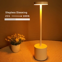 Lampe de table LED simple rechargeable tactile en métal trois couleurs barre de lumière ambiante créative de chevet décoration extérieure veilleuse