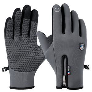 Gants de cyclisme en cuir coupe-vent à écran tactile, unisexes, pour fitness, alpinisme, entraînement en plein air, imperméables, avec fermeture éclair - Product Image 1