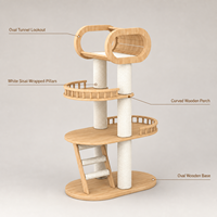 Arbre à chat personnalisable du sol au plafond, condo pour chat en contreplaqué à texture bois massif avec poteau à gratter en sisal pour grimper et se reposer