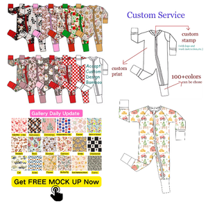 फैशनेबल कस्टम प्रिंट कपड़े बेबी पजामस जिपर फुटेड स्लीपर रोपर रोपर कपड़े पहने बच्चे इंडोनेशिया के पजामा के कपड़े - Product Image 3