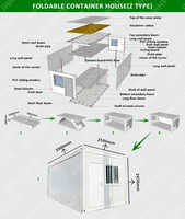 20FT facile à installer petite maison mobile maisons préfabriquées maisons en conteneur de luxe bureau pliable