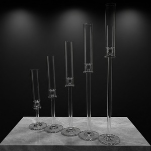 Vente en gros, ensemble de 6 pièces de tubes en <span class=keywords><strong>verre</strong></span>, <span class=keywords><strong>bougeoir</strong></span> ouragan pour décoration de table de mariage - Product Image 4