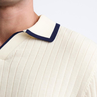 Tissu côtelé pour chemise homme, personnalisé OEM/ODM, 61% coton, 39% polyester, manches courtes, anti-boulochage, uni, contrasté