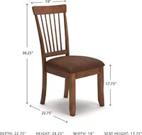 Chaises de salle à manger Signature Design Ashley Berringer Spindle Back 18 pouces (lot de 2) - Revêtement en microfibre marron clair rustique, bois
