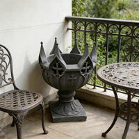 Pot de fleurs personnalisable en polyrésine, motif couronne gothique et statue nautique, style Château français, pour décoration de maison de vacances, fait main, pour dropshipping