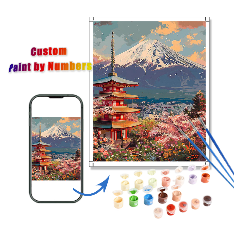 Custom DIY Paint by Numbers Kit - Japan Fuji Mountain Scenery