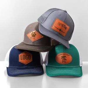 Gorras de Cuero Personalizadas con Logotipo, Gorras de Alta Calidad con Parche de Cuero 3D de 6 Paneles, Gorras Clásicas Estilo Trucker 112 - Product Image 3