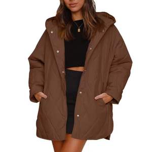 Veste d'hiver décontractée pour femmes, matelassée en diamant, à capuche, légère, respirante, en polyester, rembourrée de duvet - Product Image 4