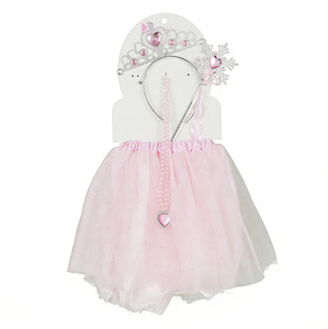 Diadema Rosa con Bola de Pelo, Falda Tutú, Collar de Perlas y Varita Mágica, Conjunto de Disfraz de Princesa para Niñ<span class=keywords><strong>as</strong></span> - Product Image 1