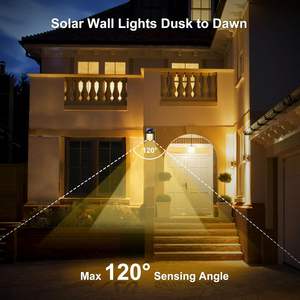 مصباح جداري شمسي مقاوم للماء بمصدر ضوء LED لمبة خيط تنجستن 3 أوضاع مستشعر حركة تصنيف IP65 للحديقة - Product Image 2