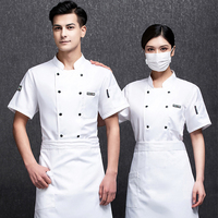 Nouvelle conception élégante, uniformes de chef, serveur et serveuse de style chinois traditionnel à manches courtes pour la restauration et la cuisine des restaurants et bars