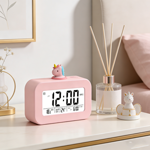 Réveil numérique LCD <span class=keywords><strong>Licorne</strong></span> avec design mignon de dessin animé pour la décoration de bureau, maison, cuisine, usage familial, étudiant, enfant - Product Image 3