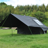 Tente gonflable pour 6 personnes avec auvent et cheminée, fenêtre transparente, tente gonflable pour le camping, ensemble complet avec pompe