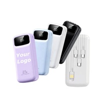 Batteries externes haute capacité 20000mAh, charge rapide 22.5W PD 20W, 4 câbles intégrés, sortie USB-C, batterie externe avec écran LED