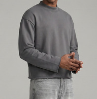 Sweat-shirt à capuche personnalisé pour homme, coupe ample, ourlet brut, manches longues, streetwear uni, 100% coton, de haute qualité