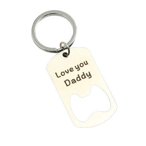 Porte-clés décapsuleur de luxe QX Brandexpand en acier inoxydable mat avec logo personnalisé et impression UV, forme irrégulière, promotionnel - Product Image 1