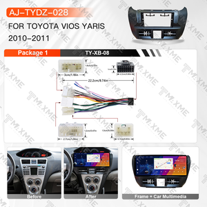 Schermo di navigazione per auto Android da 12,3 pollici con cornice e display per TOYOTA Vios <span class=keywords><strong>Yaris</strong></span> <span class=keywords><strong>2010</strong></span> 2011 LHD, kit completo di pannello fascia per autoradio. - Product Image 2
