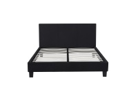 Cadre de lit plateforme moderne rembourré noir, lit simple en tissu avec tête de lit rembourrée, aucun sommier tapissier nécessaire, taille King/Queen