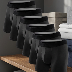 Calzoncillos bóxer clásicos transpirables de punto para hombre al por mayor, de talle bajo, con logotipo 3D en la cintura, de material Spandex/Nylon - Product Image 3