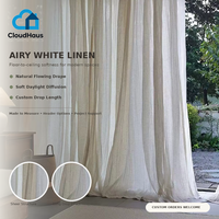 Échantillon de couleur : Rideaux transparents en faux lin couleur champagne, neutres et chaleureux, sur mesure pour la décoration intérieure de fenêtres de salon moderne