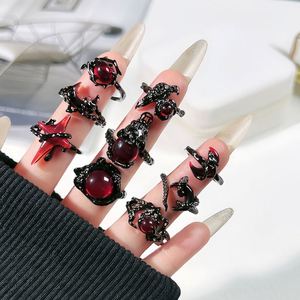 Trendy <b>Black</b> Cross Punk Hip Hop <b>Rings</b> Women <b>Men</b> Fashion Adjustable Opening <b>Ring</b> Halloween Gothic Cross Moon Spider <b>Ring</b> - Product Image 2
