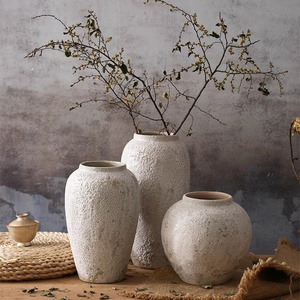 Florero de cerámica de flores secas para sala de estar minimalista moderno C886, adornos nórdicos Ins, tarro de cerámica gruesa Retro - Product Image 5