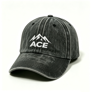 หมวกเบสบอลผ้าแคนวาส 6 แผง ล้างสีสไตล์วินเทจ ปักโลโก้ ACE Mountain แบบกำหนดเอง หมวกทรง Dad Hat สายรัดด้านหลังปรับได้ด้วยหัวเข็มขัดโลหะ - Product Image 5