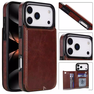 Funda de Cuero de Lujo para iPhone 17 Pro Max, con Ranuras para Tarjetas, Cierre Magnético Doble, Protección Contra Impactos - Product Image 1