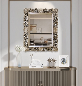 <span class=keywords><strong>Miroir</strong></span> de salle de bain carré sculpté Art déco vintage américain pour porche ou cheminée, <span class=keywords><strong>miroir</strong></span> suspendu décoratif - Product Image 5