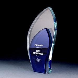 Trofeos de cristal con forma de hoja personalizados, recuerdo de honor, premio de cristal en blanco de lujo, de lujo, en el momento de la llegada - Product Image 3