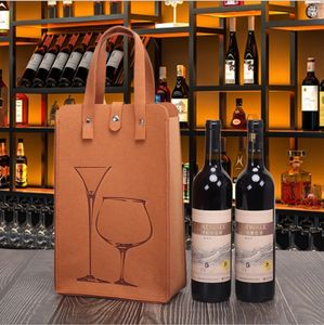 Professional Cheap logo Shopping Bags Felt 2 Bottles Promotional Wine Bag - Product Image 5