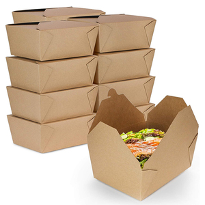 Customized biodegradable disposable food paper boxes for picnic food packaging White Brown kraft lunch boxes for restaurant
