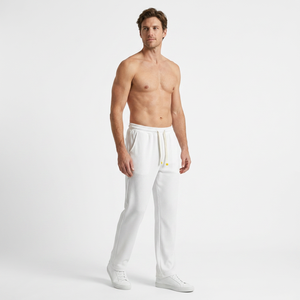 Pantalon de survêtement thermique pour homme en molleton de coton blanc et polyester, entièrement doublé, avec cordon de serrage, décontracté, respirant, poids moyen - Product Image 6