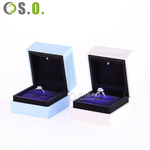 Wholesale Blue White Custom Premium Plastic LED light box Boxes for Necklace Bracelet <b>Ring</b> Earrings Boxes Jewelry Box - Product Image 6