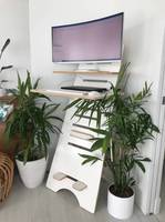 Bureau d'enseignement moderne et minimaliste en contreplaqué, réglable en hauteur électriquement sans vis, pour le bureau et l'école. Meubles de maison